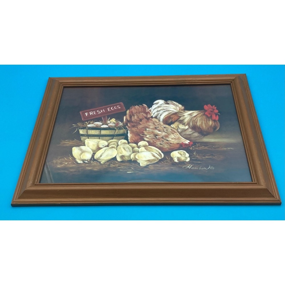 Framed "Hambua" Farmhouse Chicken & Chicks Art Print